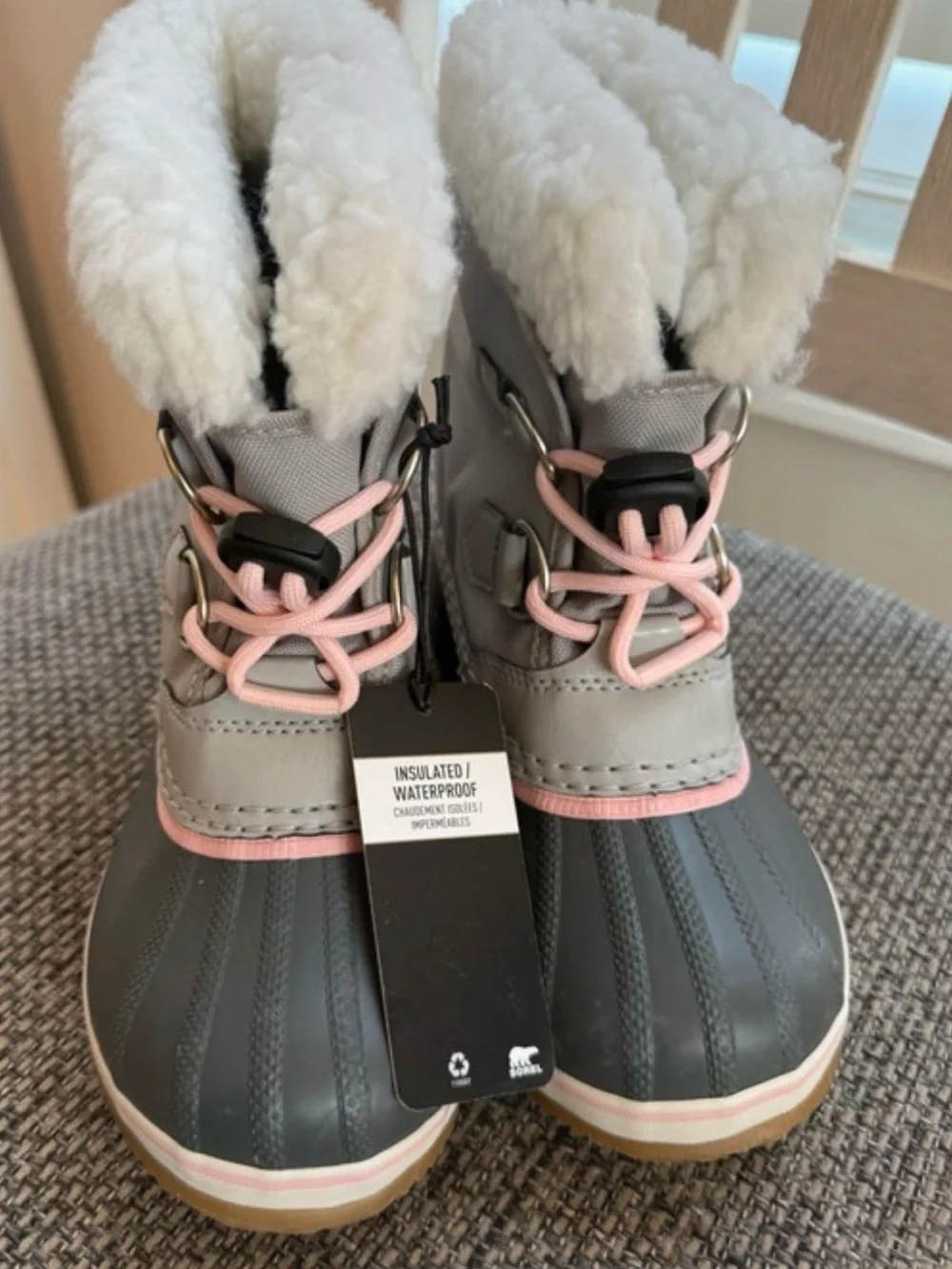 Sorel Kids' Grey and Pink Winter Boot Sorel Yoot pac boots size 12 New